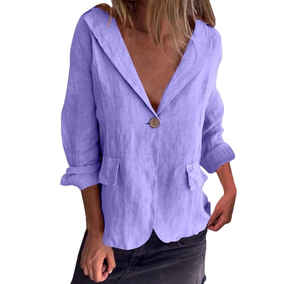 Outfmvch Button Down Shirts for Women Roll Up Short Sleeve Cotton Linen Summer Collared Tops Women's Blouses & Button-down Shirts Loose Fit Blouses Purple 5XL
