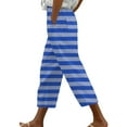 thumbnail image 1 of Outfmvch Capri Palazzo Pants Linen Palazzo Trousers Flowy Pants for Women Petite Yoga Capris with Pockets Palazzo Pants with Pockets Summer Beach Pant Outfits Loose Flowy Pants Gauze Pants Blue S-2XL, 1 of 5