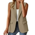 thumbnail image 1 of Outfmvch Cardigan Cardigan Sweaters For Women Lightweight Women'S Sleeveless Coat Solid Color Cardigan Suit Casual Lapel Cardigan Jacket With Pockets Womens Cardigan Khaki L, 1 of 9