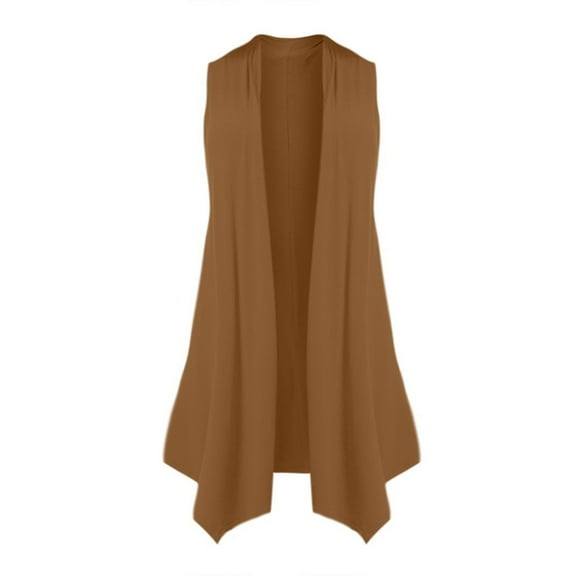 Outfmvch Cardigan Cardigan Sweaters For Women Lightweight Women'S Sleeveless Draped Open Front Cardigan Vest Asymmetric Hem Blouse Tops Womens Cardigan Coffee L