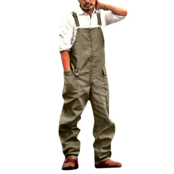 Outfmvch Cargo Pants For Men Jeans For Men Mens Bib Overall Long Lightweight Casual Loose Fit Walkshort Jumpsuit Button Rompers Romper Bronze Xxl