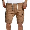 thumbnail image 1 of Outfmvch Cargo Pants For Men Mens Shorts Men'S Summer Casual Solid Shorts Drawstring Pocket Button Shorts Pants Long Johns For Men Khaki 3Xl, 1 of 8