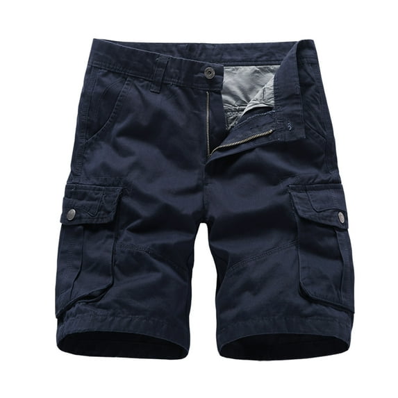 Outfmvch Cargo Pants For Men Mens Shorts Male Fashion Casual Solid Color Multi Pocket Zipper Buckle Outdoor Shorts Tooling Shorts Joggers For Men Navy Xl