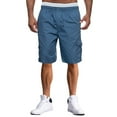 thumbnail image 1 of Outfmvch Cargo Pants For Men Mens Shorts Male Summer Straight Solid Cargo Pant Drawstring Pocket Shorts Cropped Pants Trousers Long Johns For Men Blue L, 1 of 6