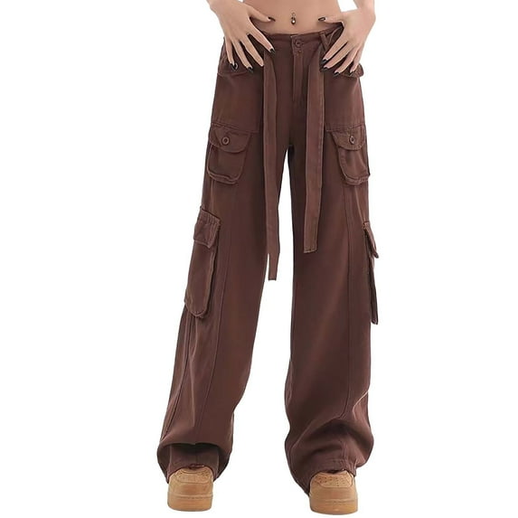 Outfmvch Cargo Pants Vintage Pants Wide Leg Pants Woman Womens Work Pants Palazzo Pants for Women Flare Leggings Baleaf Pants Women Brown M