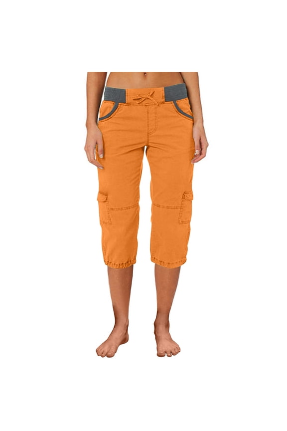 Cargo Pants Womens Joggers with Pockets Drawstring Pants Women Jeans for Women Womens Sweatpants Cargo Pants Women Petite Pants for Women Orange L