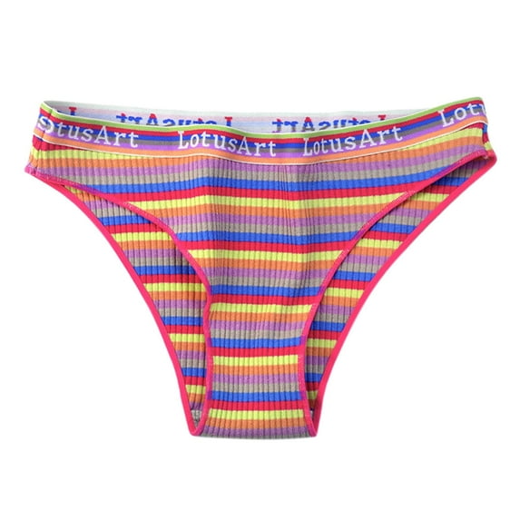 Outfmvch Cheeky Panties Womens Underwear Panties for Women's Fashion Low Waist Underwear Color Striped Briefs Underwear Women Panties for Women(clearance) Purple L