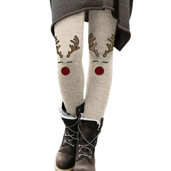 Outfmvch Christmas Leggings for Women Christmas Pants for Women Thermal Leggings for Women Seamless Leggings Sweatpants Women Pants for Women Faux Fur Leggings Khaki S