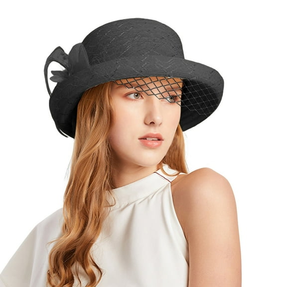 Outfmvch Cloche Hats Women Hats for Church Vintage Hats Fedora Hat Sun Hat for Women Bucket Hats for Women Church Hats for Women Black One Size