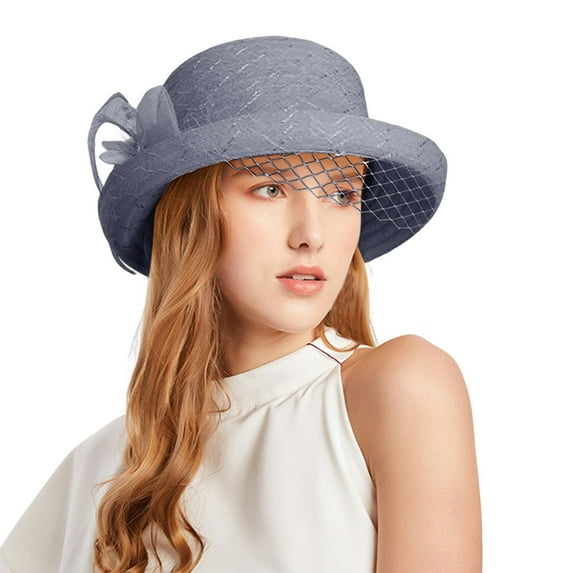 Outfmvch Cloche Hats Women Hats for Church Vintage Hats Straw Hats Tea Party Hats for Women Sun Hats Straw Sun Hat Gray One Size
