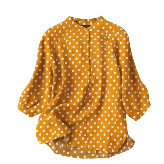 Outfmvch Cotton Button Down Shirts for Women V Neck Casual Loose Fit Blouses Roll Up Short Sleeve Womens Linen Tops Linen Button Down Shirt Women V Neck Tops Outfits Yellow S