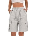 thumbnail image 1 of Outfmvch Cotton Linen Cargo Shorts Hiking Capris Hiking Short Joggers Baggy Shorts Women Athletic Running Shorts Drawstring & Pockets Womens Golf Shorts Summer Jorts for Women Summer Travel Beige 2XL, 1 of 6