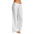 thumbnail image 1 of Outfmvch Cotton Linen Pants Plus Size Pant Paper Bag Pants Women Boho Pants Gauze Pants Women 2026 Summer Gauze Gauchos for Women Lace Side Flowy Pants Gaucho Pants High Waisted Wide Leg White M, 1 of 7