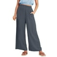 thumbnail image 1 of Outfmvch Cotton Linen Pants for Women Linen Palazzo Pants for Women Beach Pants for Women Pedal Pushers for Women High Waisted Linen Pants Women' S Culottes 2026 Trendy Gray S-2XL, 1 of 8
