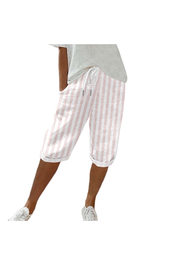 Cotton Linen Pants for Women Striped Linen Pants Women Pinstripe Long Palazzo Trousers Comfy Drawstring Slant Pockets Wide Leg Stripe Womens Linen Pants Capri Beach Palazzo Pants Pink S-3XL