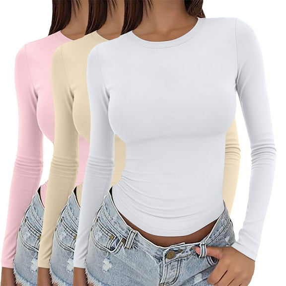 Outfmvch Crop Tops Fall Clothes for Women Long Sleeve Tops for Women Oversized Tshirts for Women High Neck Tops for Women Basic Tees for Women F S