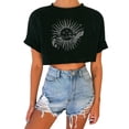thumbnail image 1 of Outfmvch Crop Tops T Shirts for Women Sun and Moon print round neckline plunging vintage top T-shirt Shirts for Women Black XXL, 1 of 3