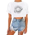 thumbnail image 1 of Outfmvch Crop Tops T Shirts for Women Sun and Moon print round neckline plunging vintage top T-shirt White Shirts for Women White L, 1 of 3