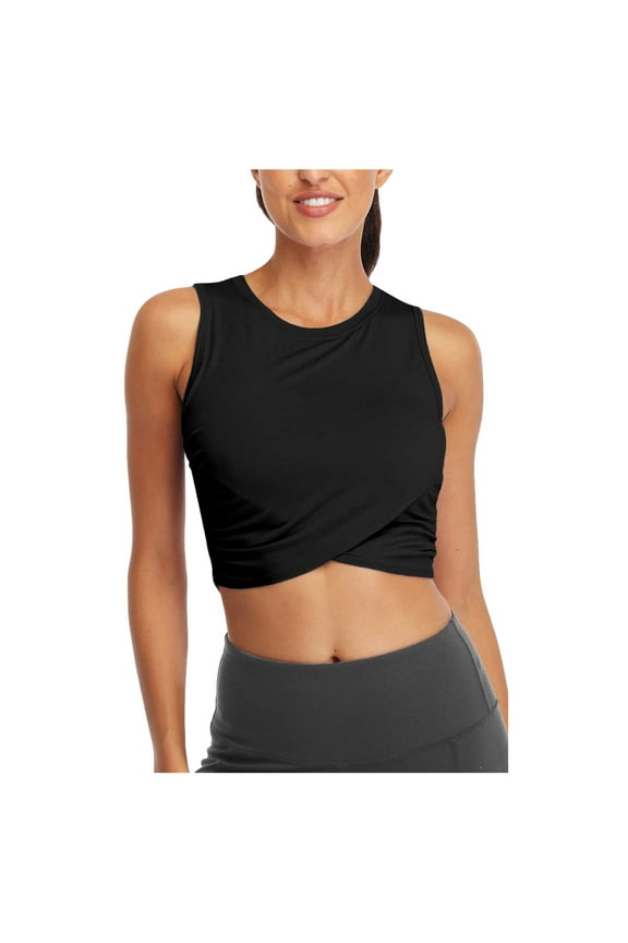Crop Tops for Women Sanutch Crop Workout Cropped Shirts Dance Slim Fit Womens Tops Crop Tops Black