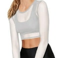 thumbnail image 1 of Outfmvch Crop Tops for Women Sheer Mesh Long Sleeve Crop Tee Womens Tops Crop Tops White, 1 of 8