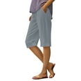 thumbnail image 1 of Outfmvch Cropped Linen Pants Women Gauze Pants Cotton Linen Casual Summer Baggy Capris for Women Straight Wide Leg Capri Pants with Lace Side Straight Wide Leg Yoga Capris with Pockets H S-5XL, 1 of 4