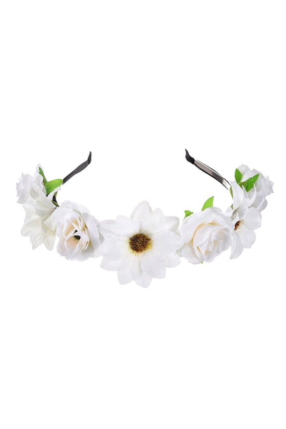 Crown of Thorns Headpiece,Flower Crown Flower Headpiece Summer Wreath Headband Small Rose Headband Girl Adult Headwear Fairy Crown Flower Headband White 2 One Size