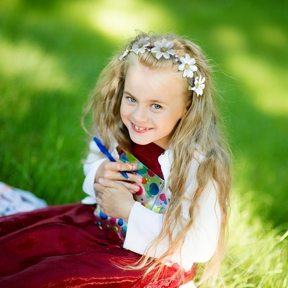 Outfmvch Crown of Thorns Headpiece,Flower Crown Flower Headpiece Summer Wreath Headband Small Rose Headband Girl Adult Headwear Fairy Crown Flower Headband White 1 One Size