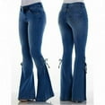 thumbnail image 1 of Outfmvch Elastic Waist Jeans for Women,Womens Plus Size Jeans,Women’s Pants,Women Summer Elastic Plus Loose Denim Bow Casual Boot Cut Pant Jeans,Jeggings for Women,Flare Jeans for Women Dark Blue 3XL, 1 of 4