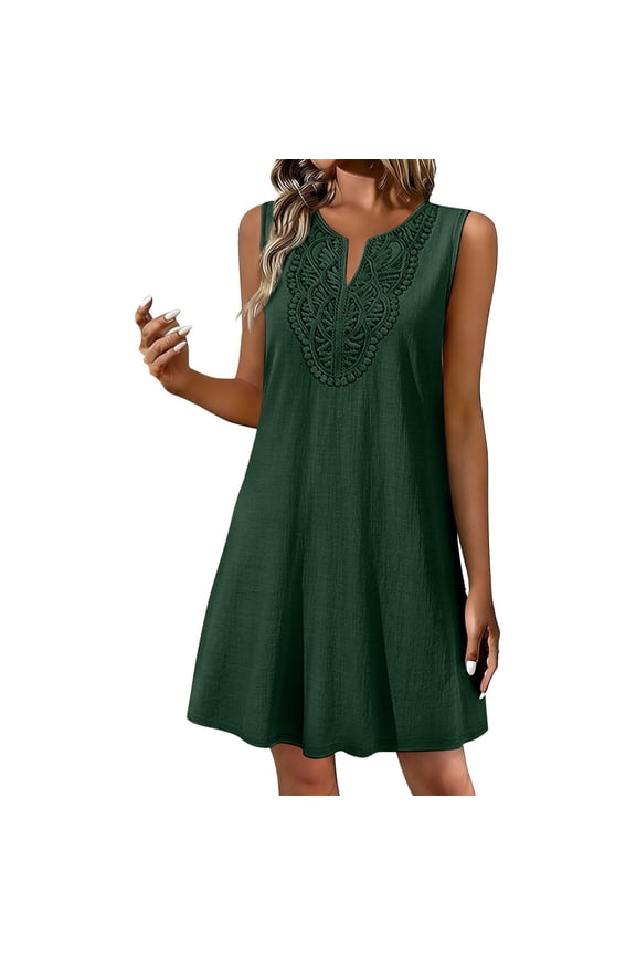 Embroidered Dress for Women Linen Dress Women Cotton Peasant Dress Gauze Dress for Women Cotton Dresses for Women Loose Fit Beach Cotton Gauze Clothing For Women Green L