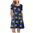 thumbnail image 1 of Outfmvch Fall Dresses Womens Dresses Blue Dress Women Summer Short Sleeve Sunflower Printed Pockets Sundress Casual Swing Dress Womens Dresses Navy 2Xl, 1 of 8