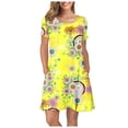 thumbnail image 1 of Outfmvch Fall Dresses Womens Dresses Yellow Dress Women Summer Short Sleeve Sunflower Printed Pockets Sundress Casual Swing Dress Womens Dresses Yellow 2Xl, 1 of 8