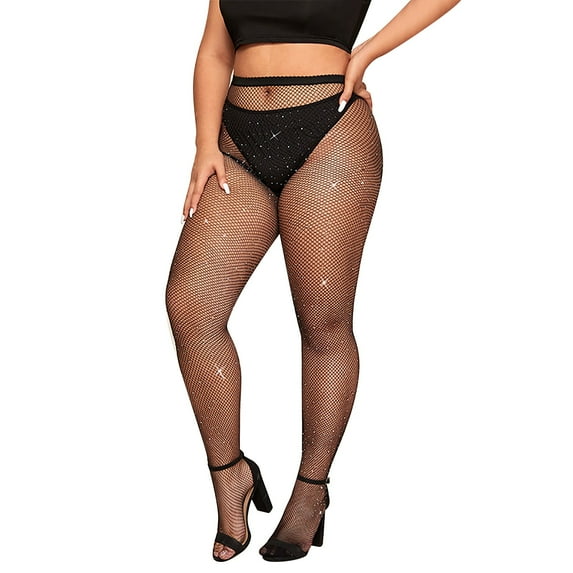 Outfmvch Fishnet Tights,Stockings Patterned Tights Plus Size Super Short Boots Net Stretch Long High Socks Polka Dot Tights Mesh Tights Black XL