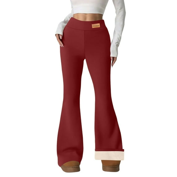 Outfmvch Flare Leggings Yoga Pants Women Flare Sweatpants Work Pants Cotton Leggings Compression Leggings for Women Barrel Leg Pants Women Red S