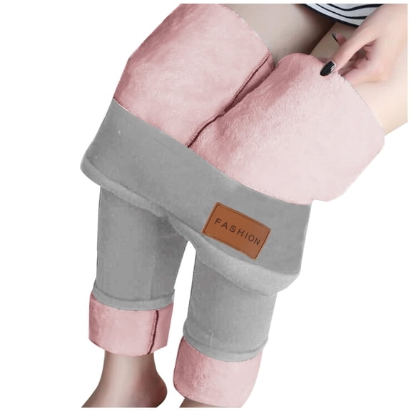 Outfmvch Fleece Lined Pants Women Fall Leggings with Pockets Warm Leggings for Women Joggers for Women Fleece Sweatpants Women Stretchy Pants for Women Fleece Tights for Women Gray M