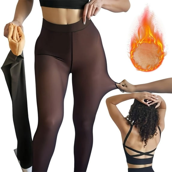 Outfmvch Fleece Tights for Women Fleece Lined Tights for Women Thermal Pantyhose Translucent Winter Warm Tights Thick Leggings Seamless Leggings for Women Wine XL