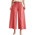 thumbnail image 1 of Outfmvch Flowy Pants for Women With Side Pockets Pedal Pushers for Women Linen Pants High Waisted Linen Pants Women Casual Drawstring Flowy Pants Gaucho Pant Plus Size Linen Pants Orange M-2XL, 1 of 6