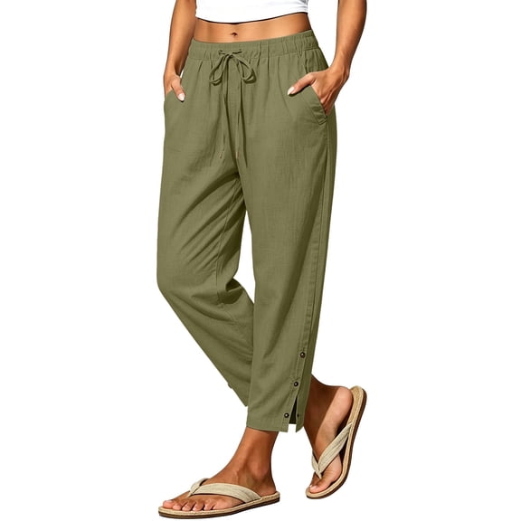 Outfmvch Flowy Pants for Women Summer Pants for Women Capsule Wardrobe for Women 2026 Womens Pants Barrel Pants Women Linen Pants Women Dress Pants Women Sweatpants Green L