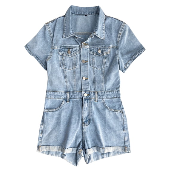 Outfmvch Flowy Pants for Women Jean Shorts Womens Casual Loose Vintage Jeans Zipper Jumpsuit Pockets Jumpsuit Shorts Denim Shorts Women Multicolor S