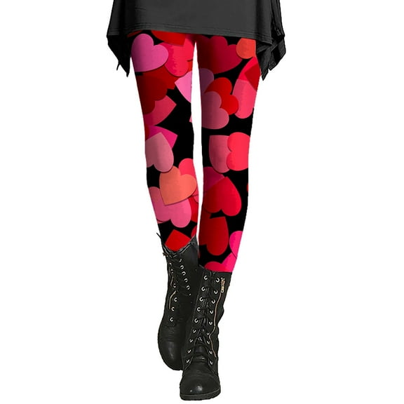 Outfmvch Fun Leggings Valentine's Day Pjs Leggings High Waisted Leggings for Women Womens Pants Butt Lifting Leggings for Women Womens Pants Casual Ribbed Leggings Women Hot Pink 2xl