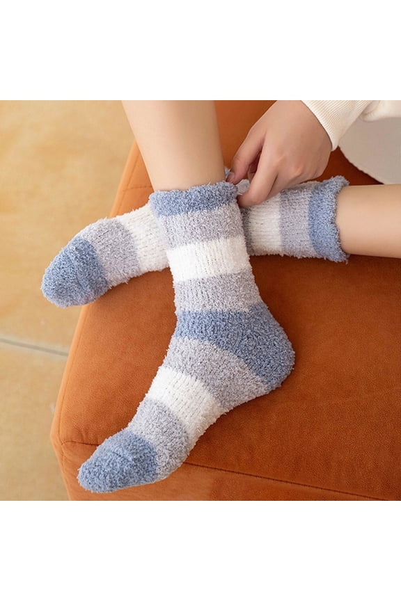 Fuzzy Socks Comfy Warm Fleece Slipper Socks for Women with Grippers, Winter Warm Fuzzy Indoor Christmas Gifts Socks Slipper Socks A One Size