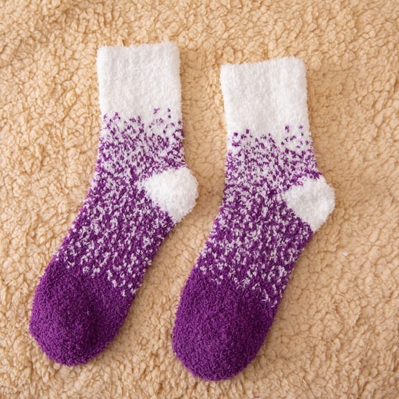 Outfmvch Fuzzy Socks Fluffy Floor Warm Fuzzy Socks with Grips Plush Sleep Cozy Winter Soft Hospital Fluffy Socks Gifts for Womens Mens Gifts Thick Fuzzy Socks for Women Purple One Size