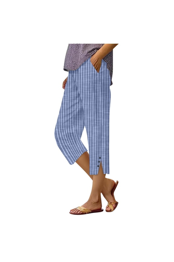 Gauze Pants Women Pull On for Women Pants with Side Slit Palazzo Pants Wide Leg Side Slit Ankle Pants Gauze Drawstring High Waisted Palazzo Loose Beach Pant Summer Waist Elastic Blue S-5XL