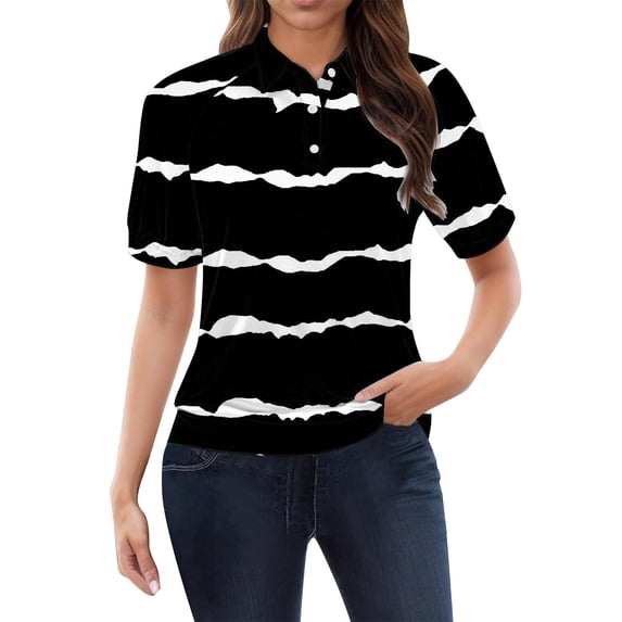 Outfmvch Golf Shirts for Woman Blouses for Women Business Casual Tops for Women Women Shirt Polo Shirt Tunic T Shirts Womens Summer Tops Black 2XL