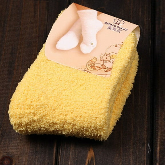 Outfmvch Grip Socks,Thermal Socks,Socks for Women,Home Women Girls Soft Bed Floor Socks Fluffy Warm Winter Pure Color ,Pilates Socks,Fluffy Socks Yellow One Size