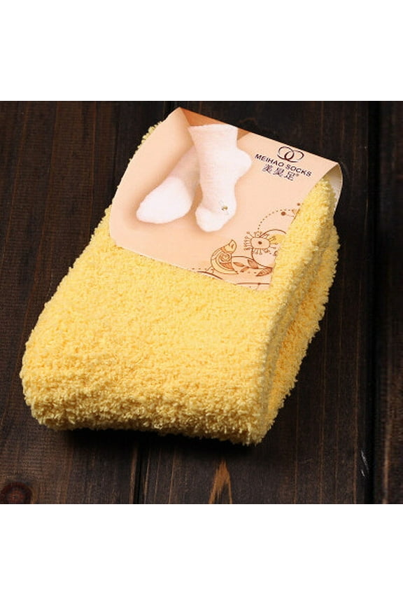 Grip Socks,Thermal Socks,Socks for Women,Home Women Girls Soft Bed Floor Socks Fluffy Warm Winter Pure Color ,Pilates Socks,Fluffy Socks Yellow One Size