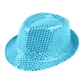 thumbnail image 1 of Outfmvch Hat Glitter Solid Color Dance Jazz Hat Western Retro Disco Cap Unisex Costume Cap for Women Men Party Supplies Sky Blue One Size, 1 of 3