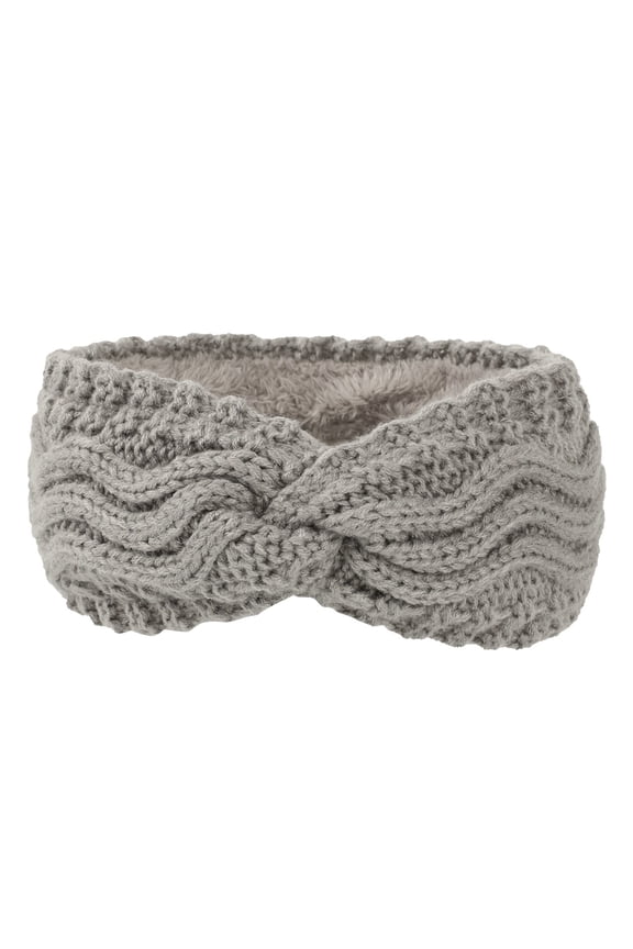 Headband Bandana Womens Winter Headbands Fuzzy Fleece Lined Ear Warmer Cable Knit Thick Warm Crochet Headband Gifts Keffiyeh Gray 1 One Size