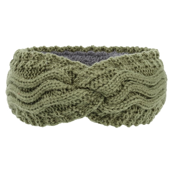 Outfmvch Headband Bandana Womens Winter Headbands Fuzzy Fleece Lined Ear Warmer Cable Knit Thick Warm Crochet Headband Gifts Keffiyeh Green One Size