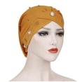 thumbnail image 1 of Outfmvch Headband Bonnet Women Cross Forehead Small Daisy Beaded Turban Hat Night Hat Chemotherapy Hat Muslim Baotou Hat Keffiyeh Yellow One Size, 1 of 4