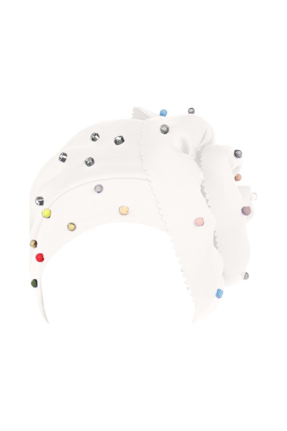 Headband Bonnet Women,S Muslim Solid Color Beaded Toe Cap Cap Space Cotton Candy Color Beadedbig Flower Hat Turban Cap Keffiyeh White One Size